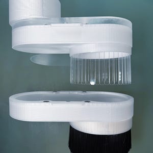 Clear & Brush Dust Shoe SET for CNC Machine - Extended Reach Magnetic Split Base - GVcustomDesigns