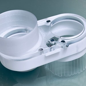 Clear Dust Shoe Boot CNC spindle/router - 4&quot; full vacuum port - Extended Reach 100mm - magnetic split base - GVcustomDesigns