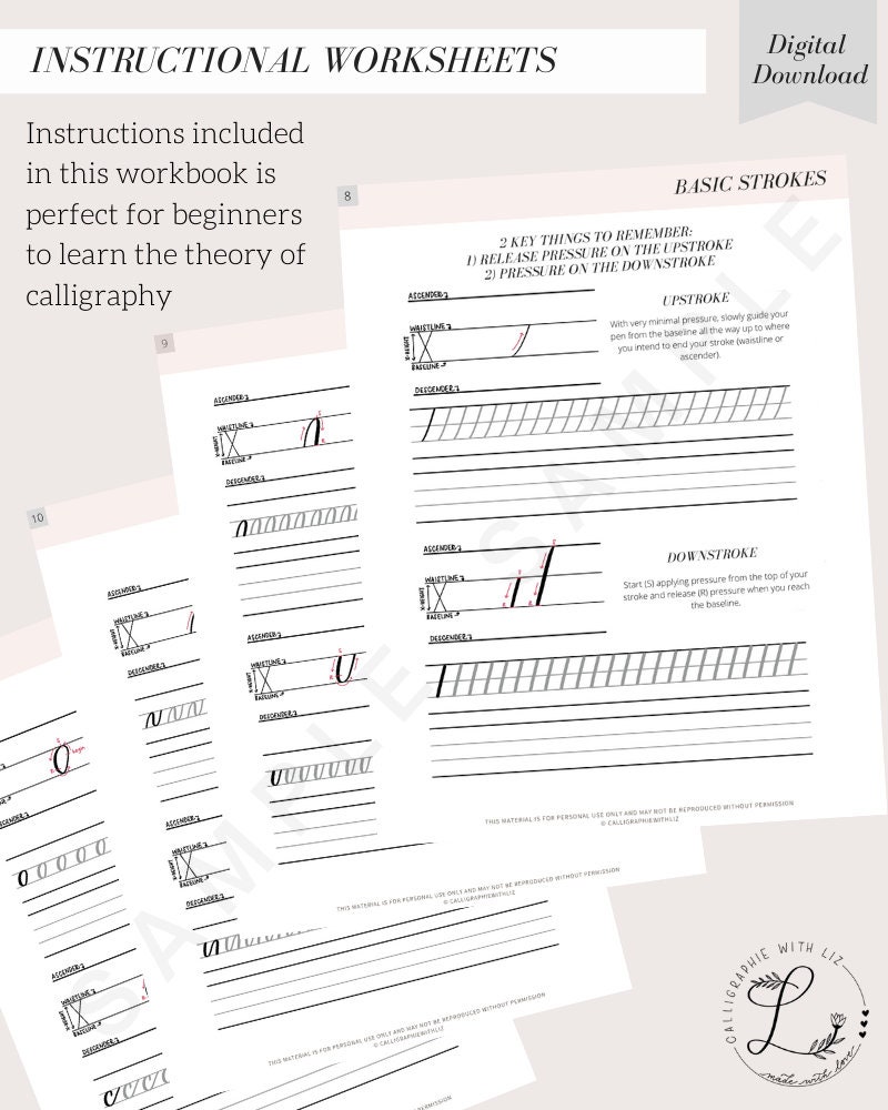 Modern Calligraphy Brush Lettering Workbook (digital Download ...