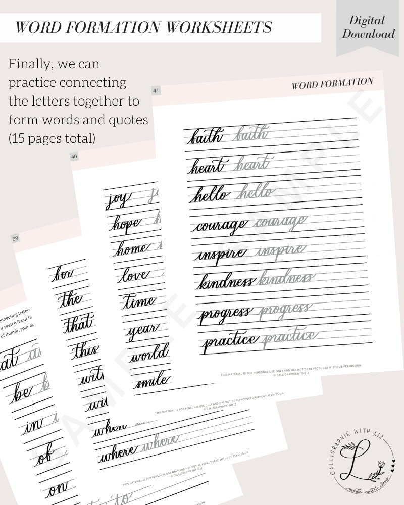 Modern Calligraphy Brush Lettering Workbook (digital Download ...