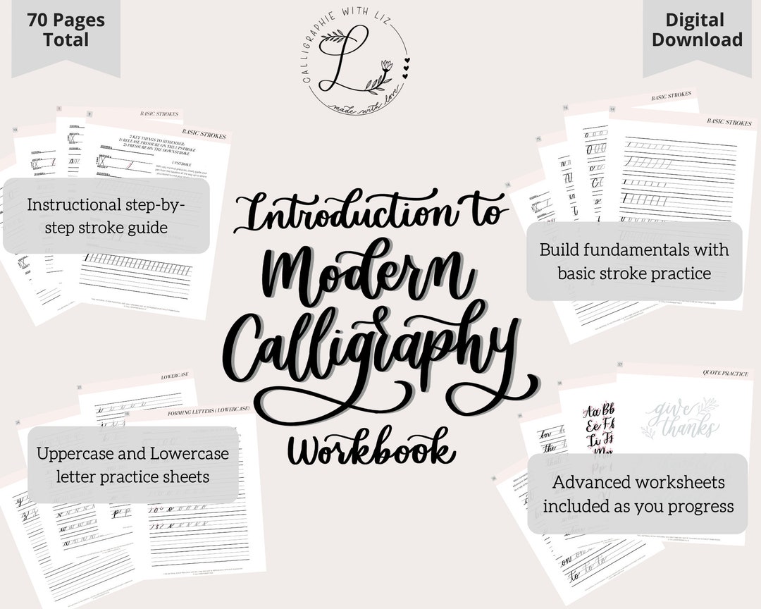 Modern Calligraphy Brush Lettering Workbook (digital Download ...