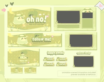 Pastel Green Kappa Twitch Stream Package – Animated Overlays