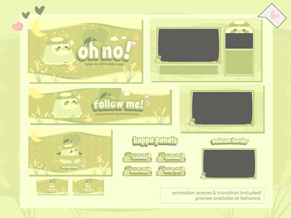 Cute Twitch Animated Transition Designs Overlay Stream Packages available  on
