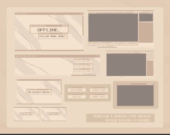 Earthtone Aesthetic Twitch Overlay Package | Win95 Vibe