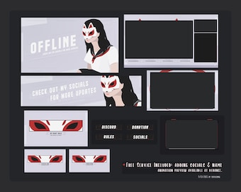 Female Jk Kitsune Twitch Overlay Stream Design