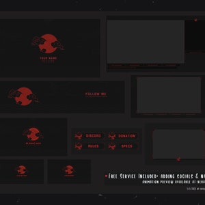 Red Cloud Japanese Aesthetic Twitch Overlay Package | Akatsuki Kurotuski vibe