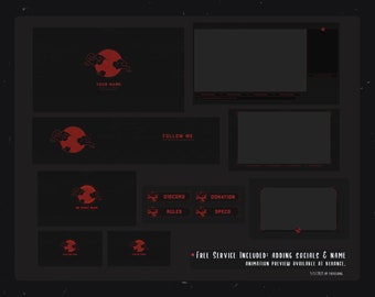 Red Cloud Japanese Twitch Overlay Package | Animated Akatsuki Theme