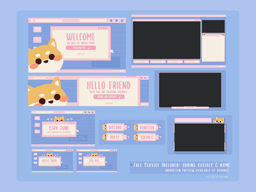 Cute Shiba Inu Window OS Twitch Overlay Stream Design - Doge Puppy - Etsy
