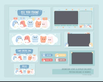 Cute Friends Plushie Twitch Stream Overlay Package – Animated Design