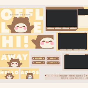 Cute Teddy Bear Onesies Twitch Overlay Stream Design image 1