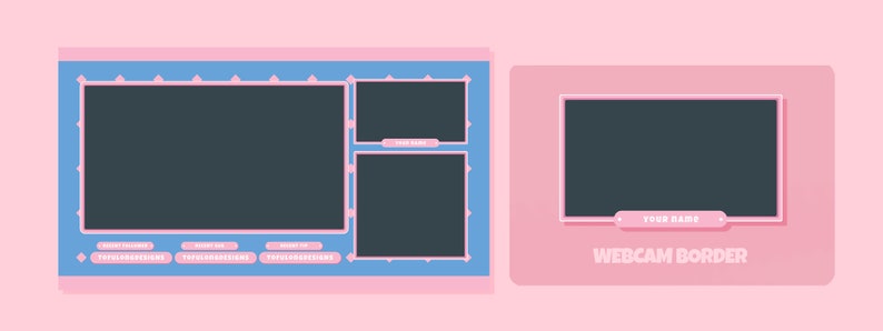 Cute Pattern Twitch Overlay Stream Package Design Pink And Etsy