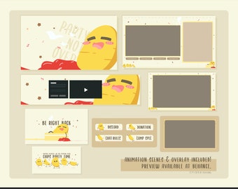 Cute Chips Party Animated Twitch Stream Overlay Package
