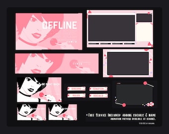Anime Candy Girl Twitch Overlay Package | Minimal Simple Premade Stream Designs