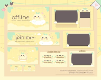 Pudding Ducky Twitch Stream Package: Yellow Pastel Designs