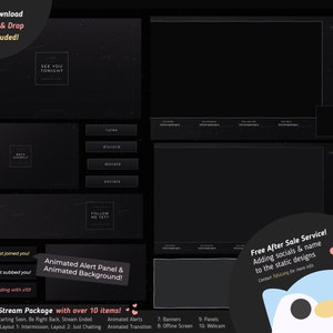 Diseño simple de la corriente de superposición de Twitch de la noche estrellada - Versión de corazones