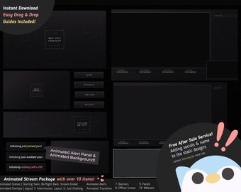 Simple Starry Night Sky Twitch Overlay Stream Design - Hearts Version