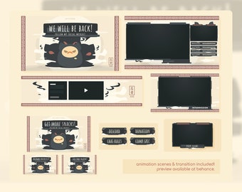 Ninja Neko Animated Twitch Stream Overlay Package