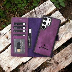 Lila Leder Samsung Case, Galaxy S24, S23, S22, S21, S20, S9, S8 Plus, Note 20, 10, 9 Brieftasche Samsung Galaxy Hüllen