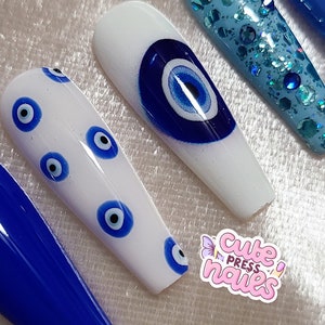 EVIL EYE press on nails | Gel Acrylic Nails | Crystal Elegant Nails | Luxury Nails | Bride nails | bling nails