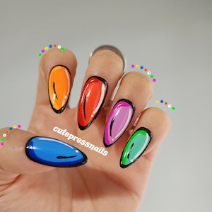 Comic pop art handmade press on nails | hand painted cartoon nails