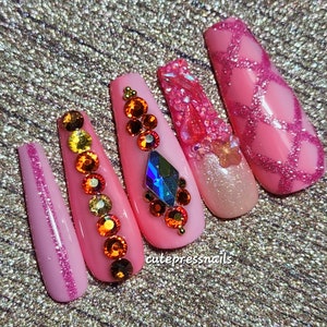 Pink Queen Bling Ombre Press On Nails