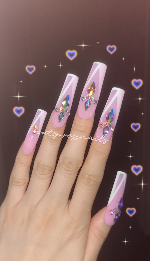 pink bling acrylic nails