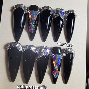 Kristall lange Stiletto Nägel | Ultra Shine Drücken Sie auf die Nägel | Kristall lange Stiletto Nägel | Festliche Nägel | Lustige Nägel | Luxus Nägel