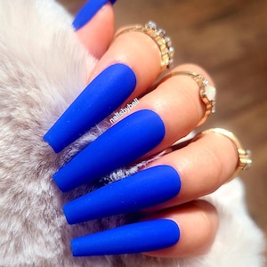 Royal Blue Nails Press on Nails | Gel Acrylic Nails | Crystal Elegant Nails  | Luxury Nails | Bride Nails | Bling Nails - Etsy