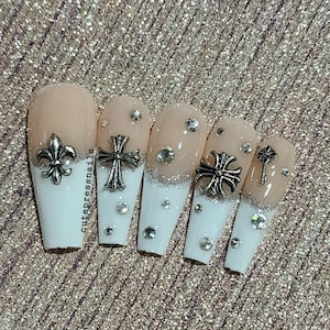 Silver Chrome French Press On Nails