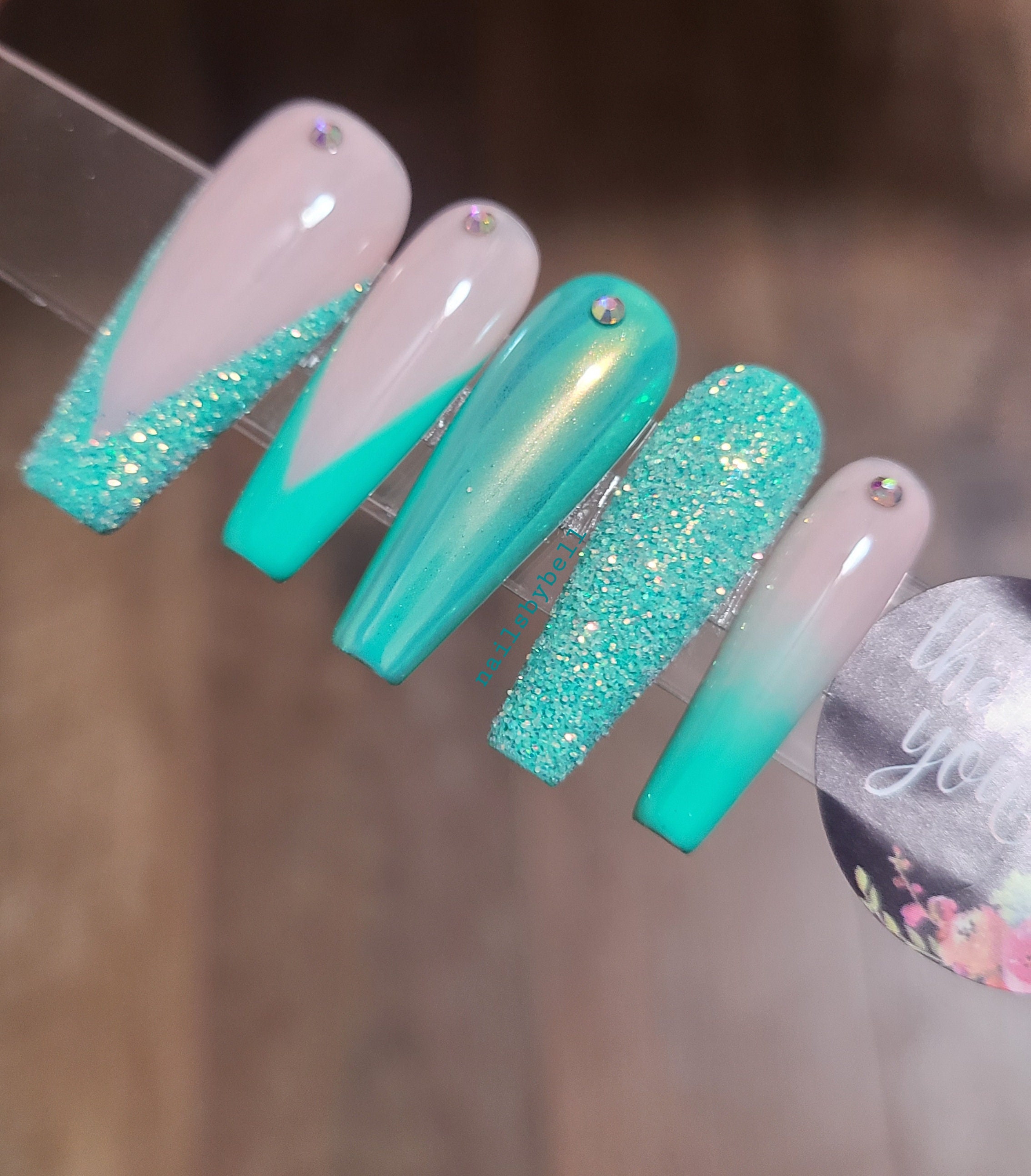 Turquoise Nails - Etsy