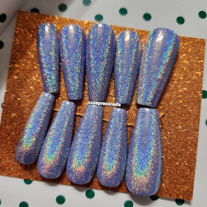 Unicorn Mirror Effect Glitter Powder Press on nails | Baby Purple Kawaii | Make Your Own Color