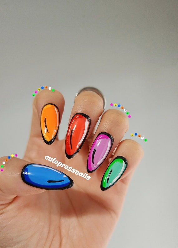 Comic Pop Art handgefertigt auf die Nagel drucken handgemalte Cartoon Nagel