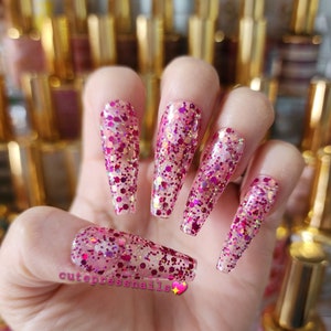 Pink Dolce - Glitter Press On Nail Set