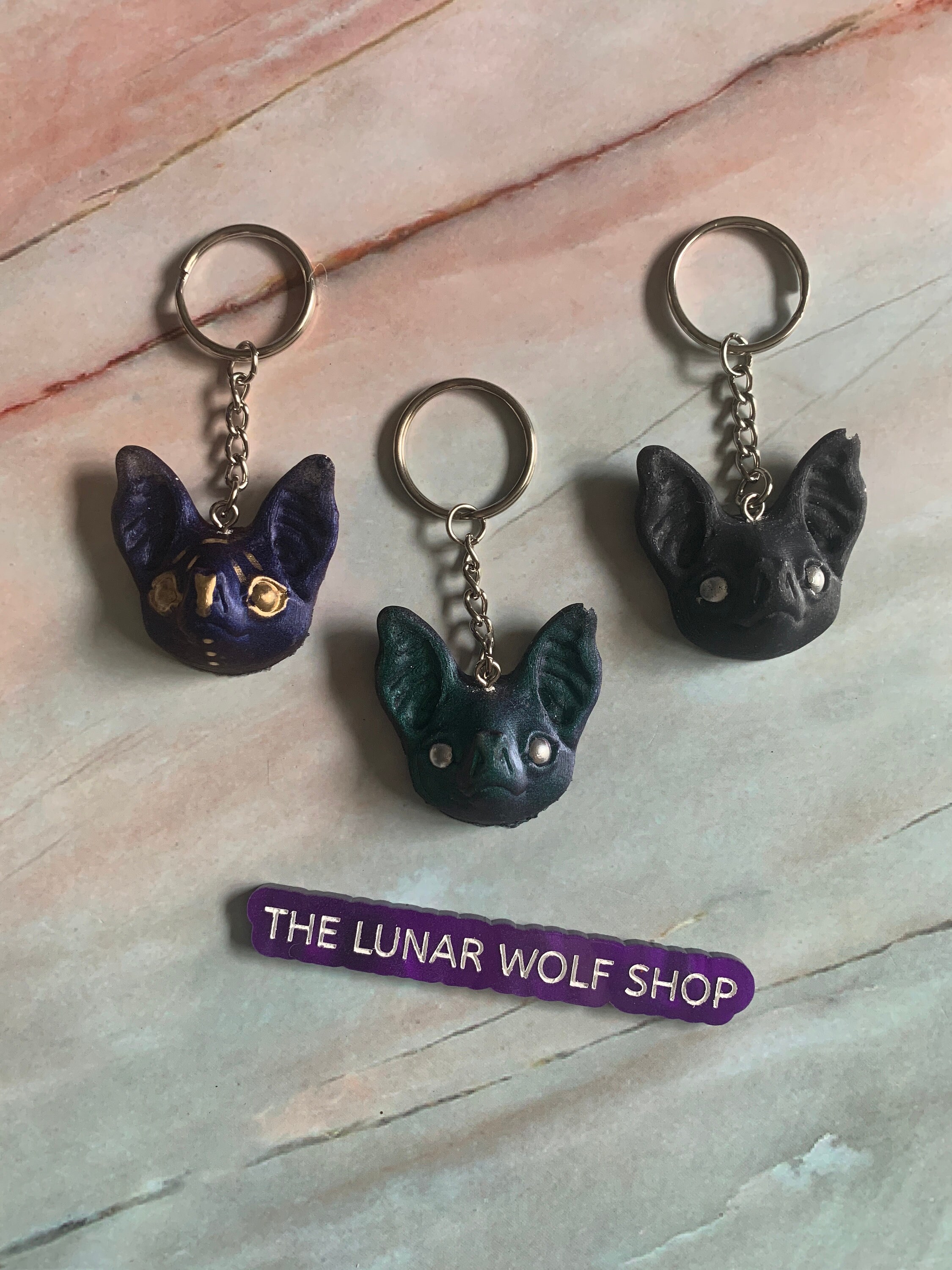 Bat Head Keychains Spooky Resin Halloween Its Freaking Etsy UK