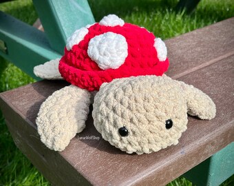 Crochet Mushroom Sea Turtle Plush - MADE TO ORDER