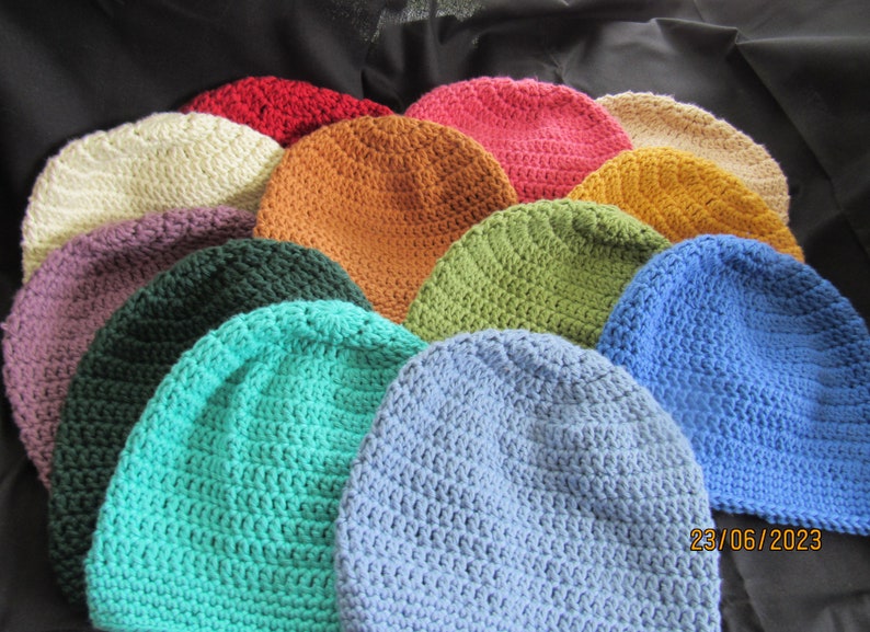 Beanie - 100% soft cotton -Chemo Friendly - Hand Crocheted -26 Colors image 1