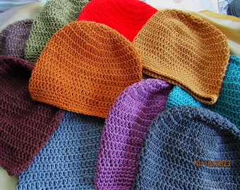 Beanie-100% Cotton-Mercerized-Stretchy Size Medium//Made to Order