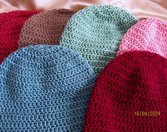 Beanie/100% Cotton/Mercerized/Stretchy/5 New Colors/Medium/Made to Order