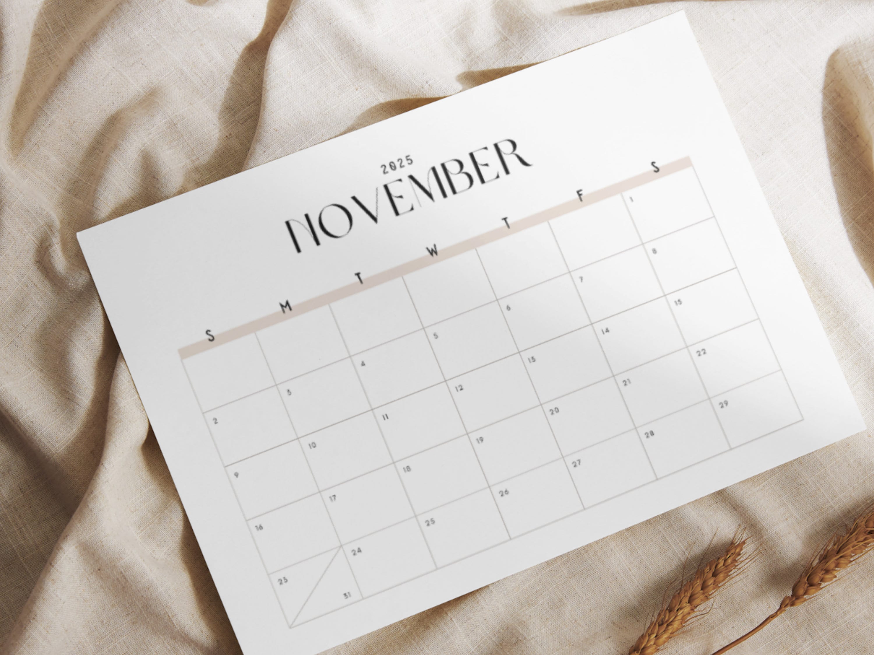 12 Month Calendar | 2025 Calendar Printable, Landscape Calendar ...