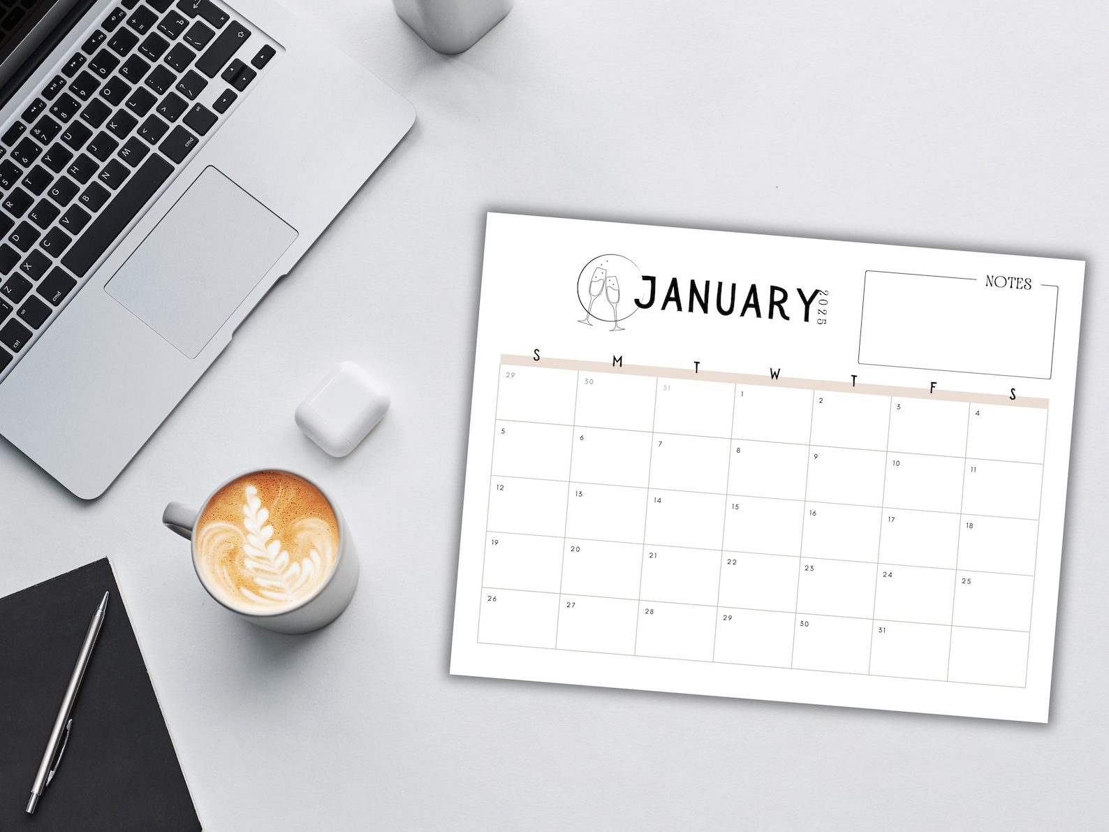 12 Month Calendar | 2025 Printable Calendar, Aesthetic Calendar ...