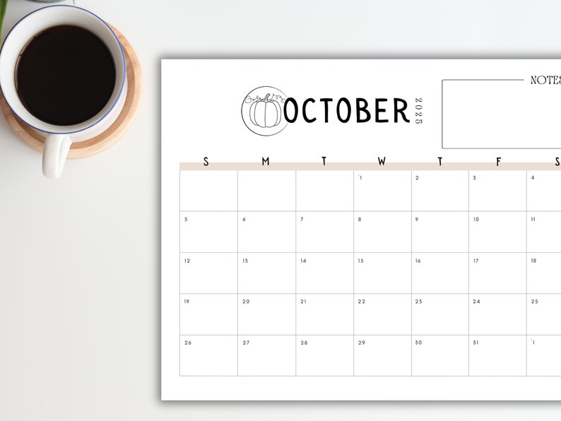 12 Month Calendar 2025 Printable Calendar, Aesthetic Calendar