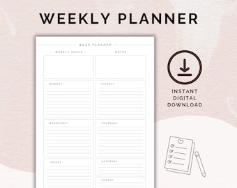 Planificador semanal minimalista: Plantilla PDF imprimible
