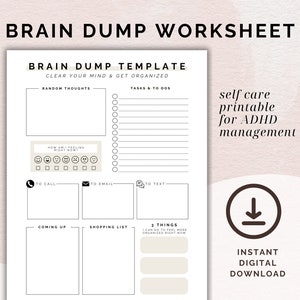 Printable Brain Dump Worksheet: ADHD Thought Organizer (PDF Download)