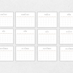 12 Month Calendar | 2025 Calendar Printable, Landscape Calendar ...