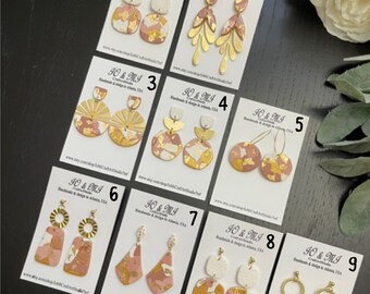 Pendientes de arcilla polimérica terrazo hechos a mano, colgantes de hoja de oro