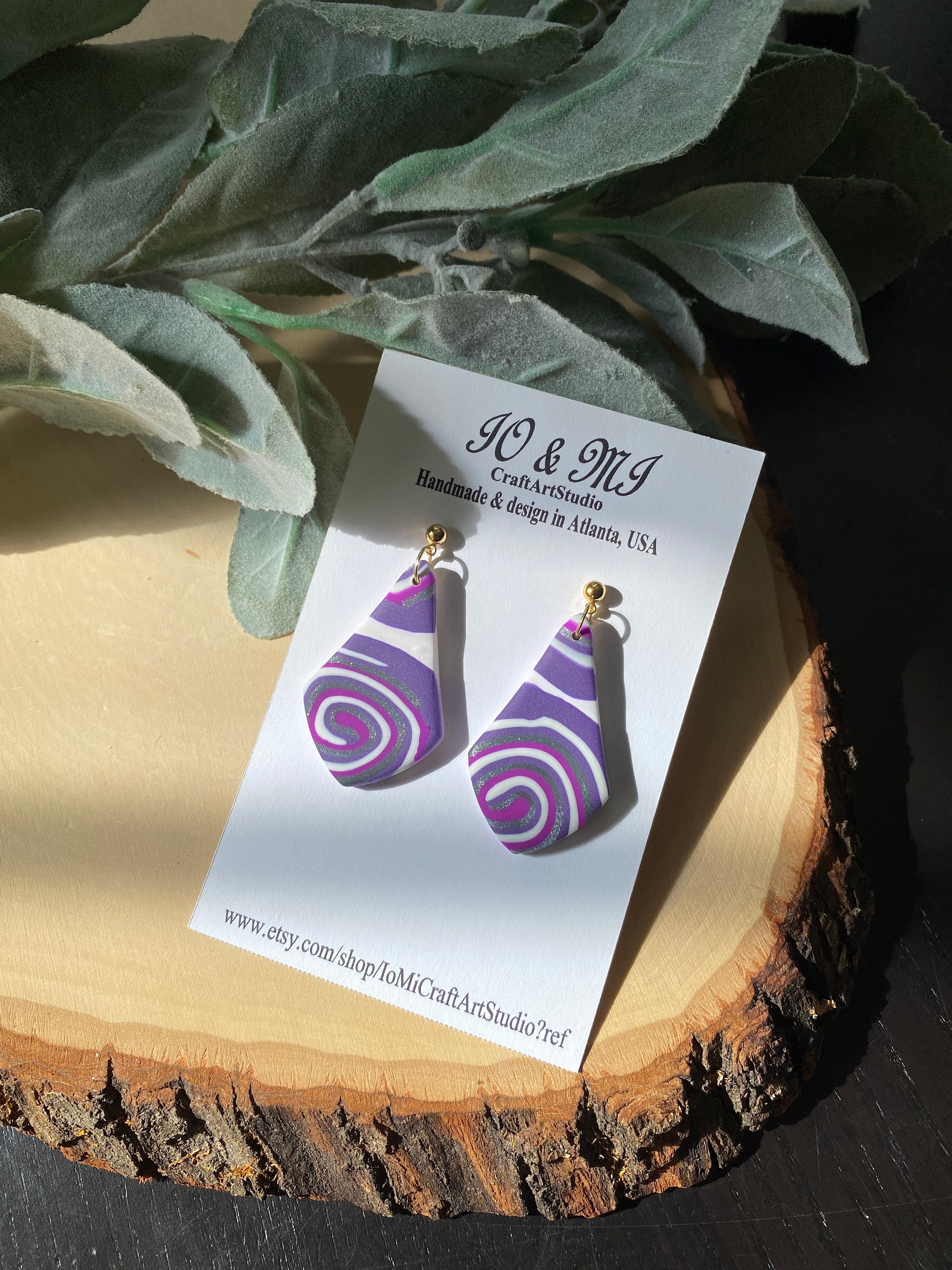 Jewelry Brands Gold Black Owned Clay Earrings Purple Clay Earrings
