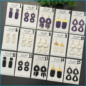 Ohrringe, Ohrringe aus Ton, handgemachte Ohrringe für Frauen, Ohrringe mit Prägung, Geschenk für sie, strukturierte Ohrringe