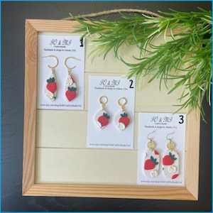 Strawberry clay earrings, handmade earrings clay, fruit earrings clay, fruit jewelry, statement earrings,  summer earrings, gift for her