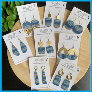 Blue earrings clay, earrings, earrings dangle clay blue, earrings handmade clay for her, special day earrings, texture earring, gift for her