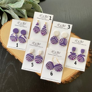 Purple clay earrings  / handmade clay earrings /  dangle clay earrings / statement earrings/ beautiful clay earrings/ gift for her /